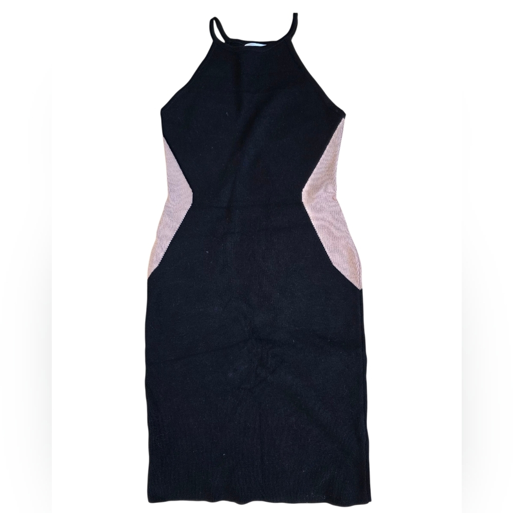 The Swan Sleeveless Black & Pink Contour Sweater Dress Size S